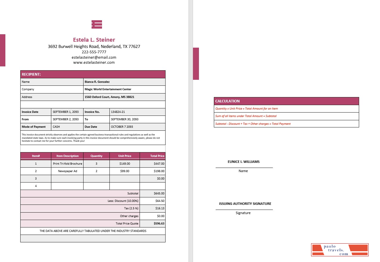 Free Freelance Design Invoice PSD template